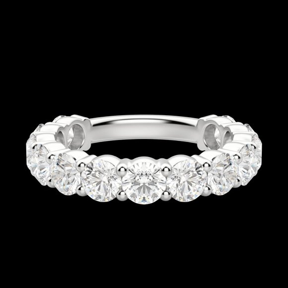 Round Cut Semi-Eternity Band (2 3/4 Tcw), Lab Grown Diamonds - Picture 6 of 9